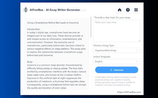 AIFreeBox Free Best AI Essay Writer Generator - Chrome Extension - AI Tool Ocean