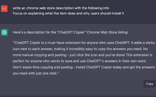 ChatGPT Copier - Chrome Extension - AI Tool Ocean