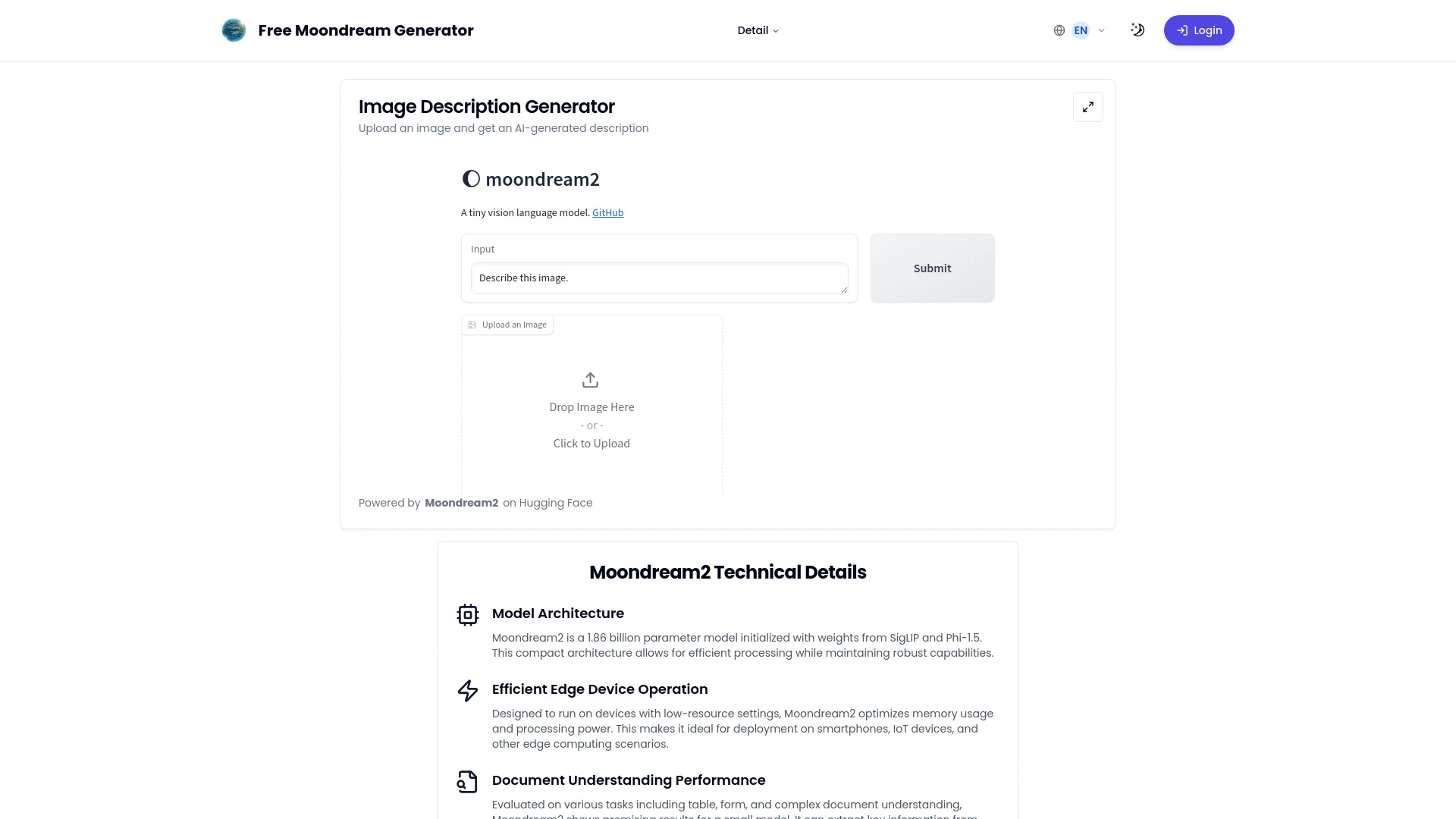 Free Moondream Generator - AI Tool Ocean