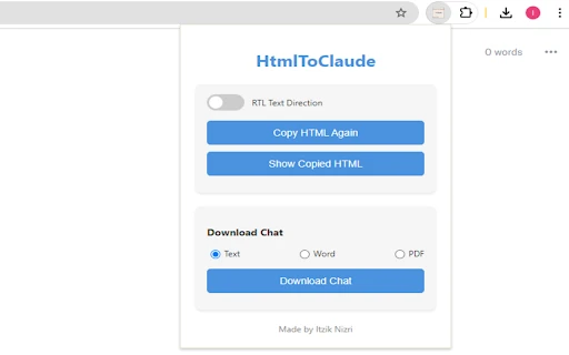 HtmlToClaude - Chrome Extension - AI Tool Ocean