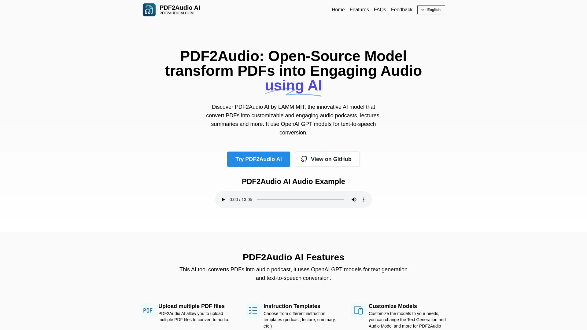 PDF2Audio AI - AI Tool Ocean