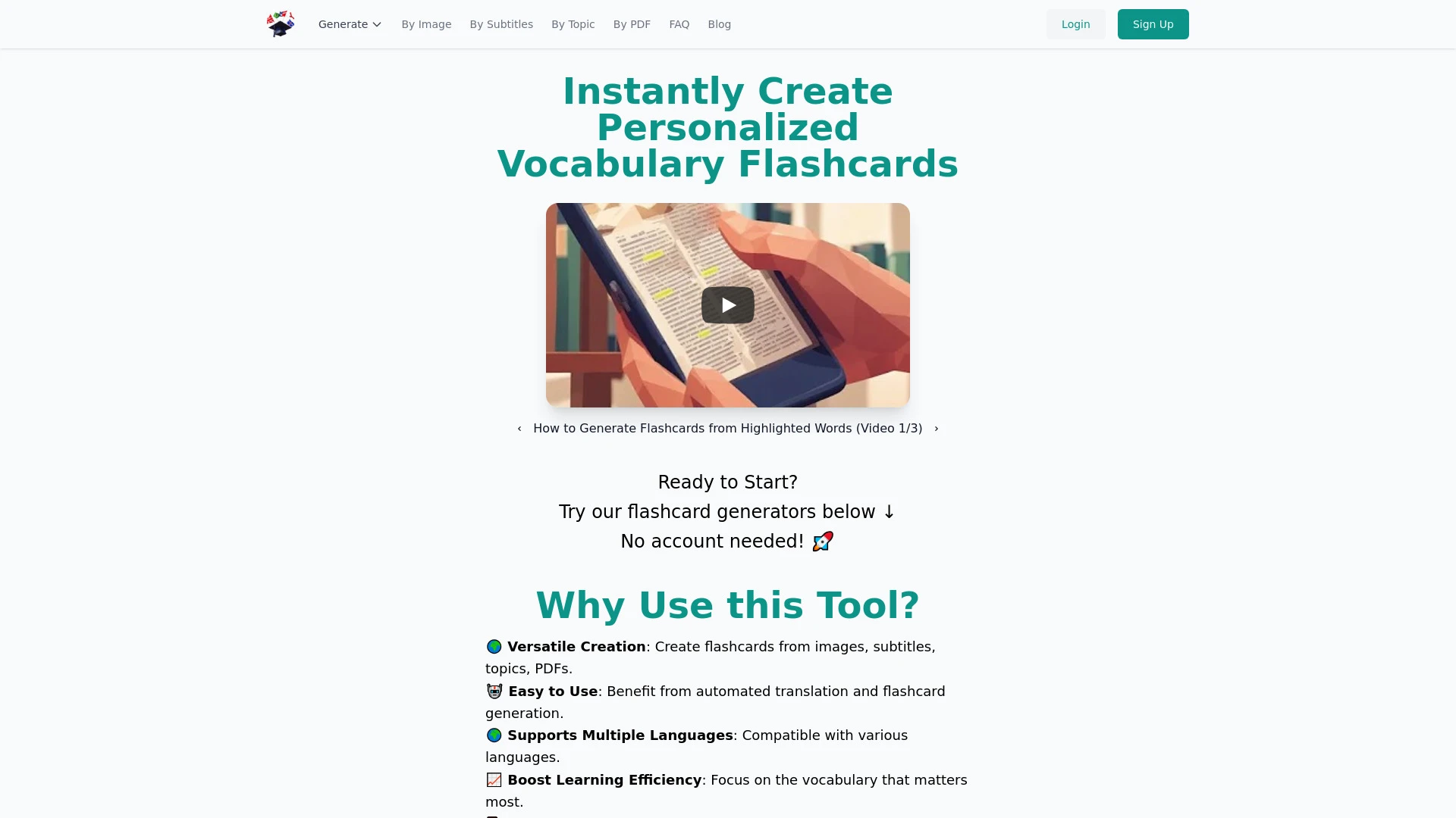 Personalized Vocab Flashcards - AI Tool Ocean