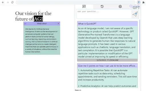 QuickGPT AI Assistant - Chrome Extension - AI Tool Ocean