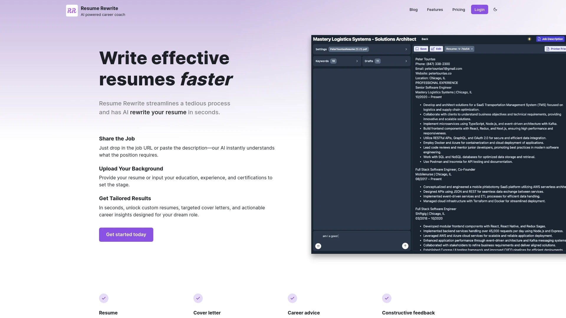Resume Rewrite - AI Tool Ocean