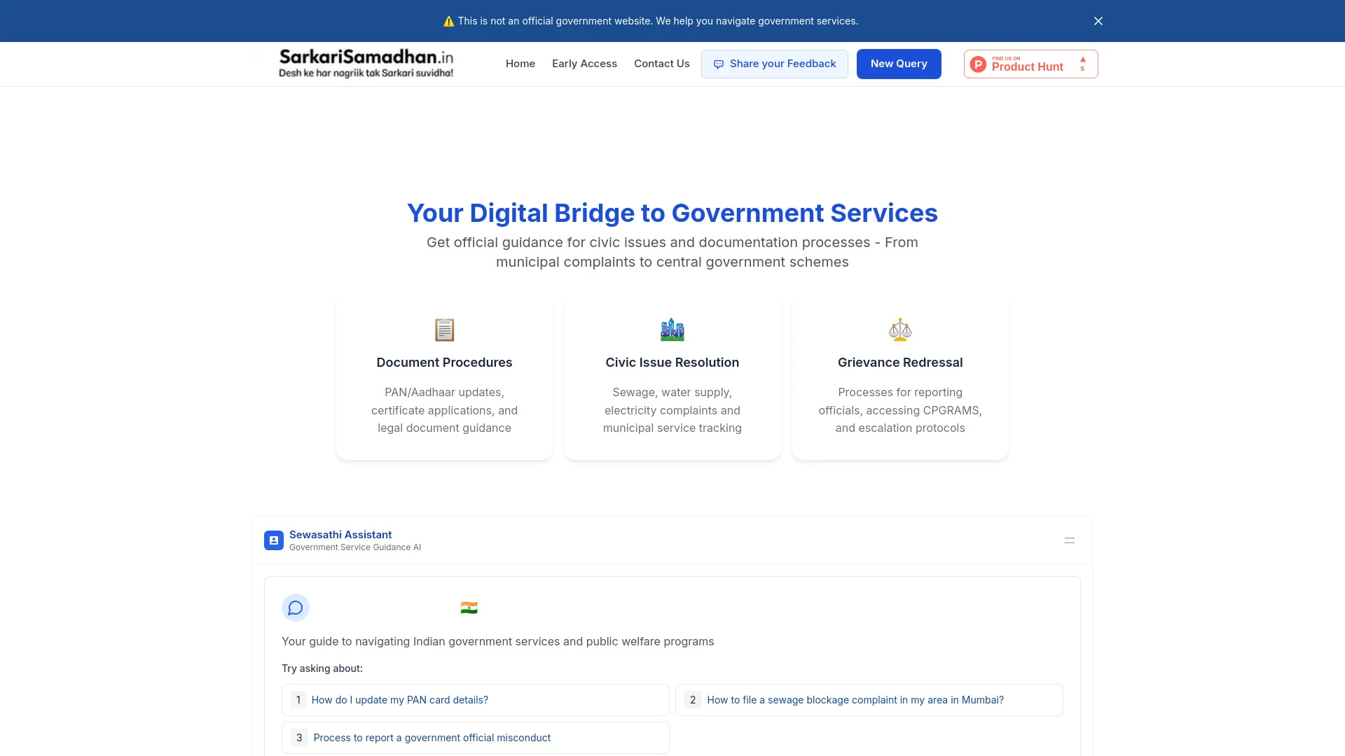 Sarkari Samadhan - AI Tool Ocean