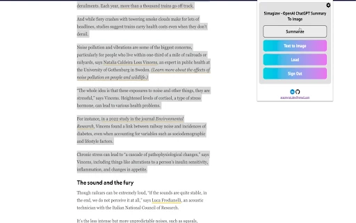 Simagizer - OpenAI ChatGPT Summary To Image - Chrome Extension - AI Tool Ocean