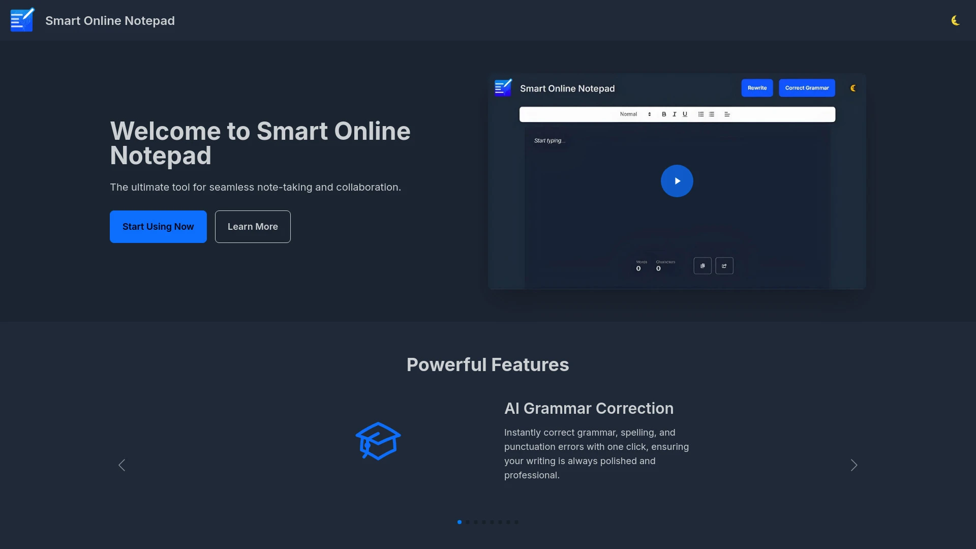 Smart Online Notepad - AI Tool Ocean