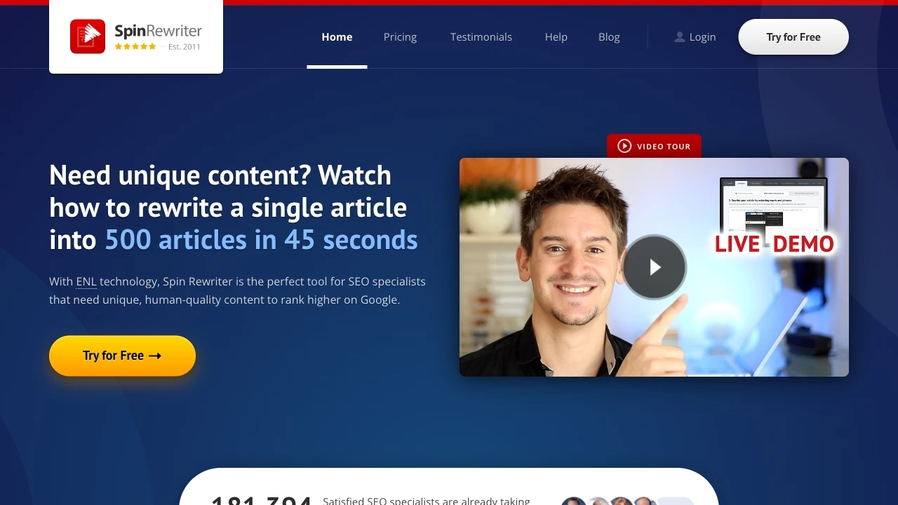 Spin Rewriter AI - AI Tool Ocean