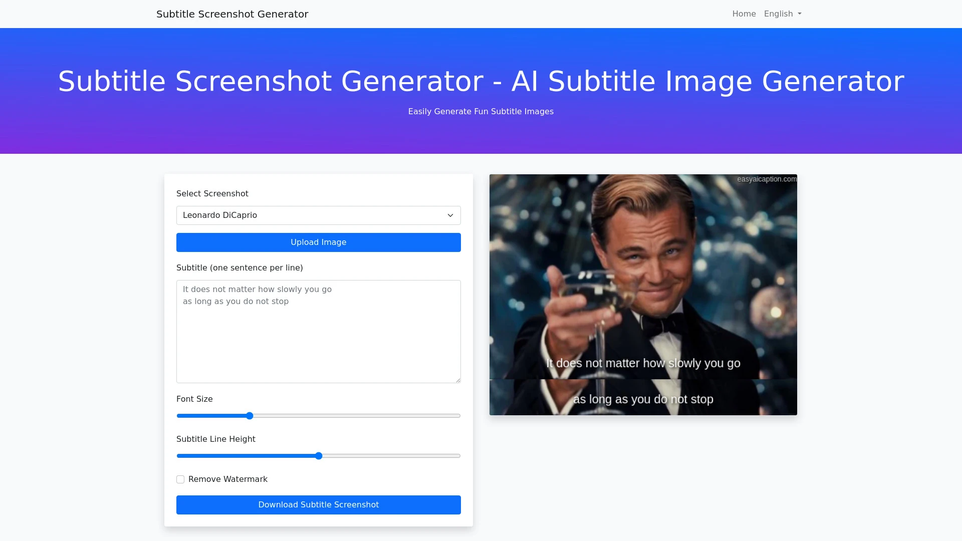 Subtitle Screenshot Generator - AI Tool Ocean