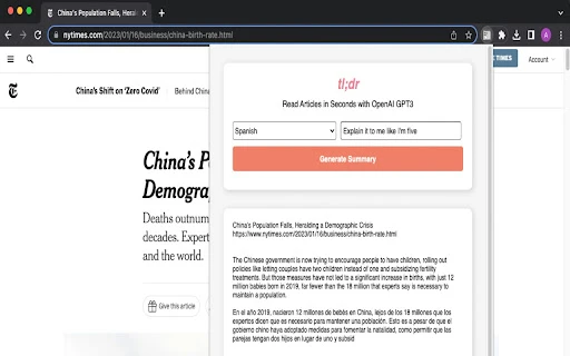 TLDR - Chrome Extension - AI Tool Ocean