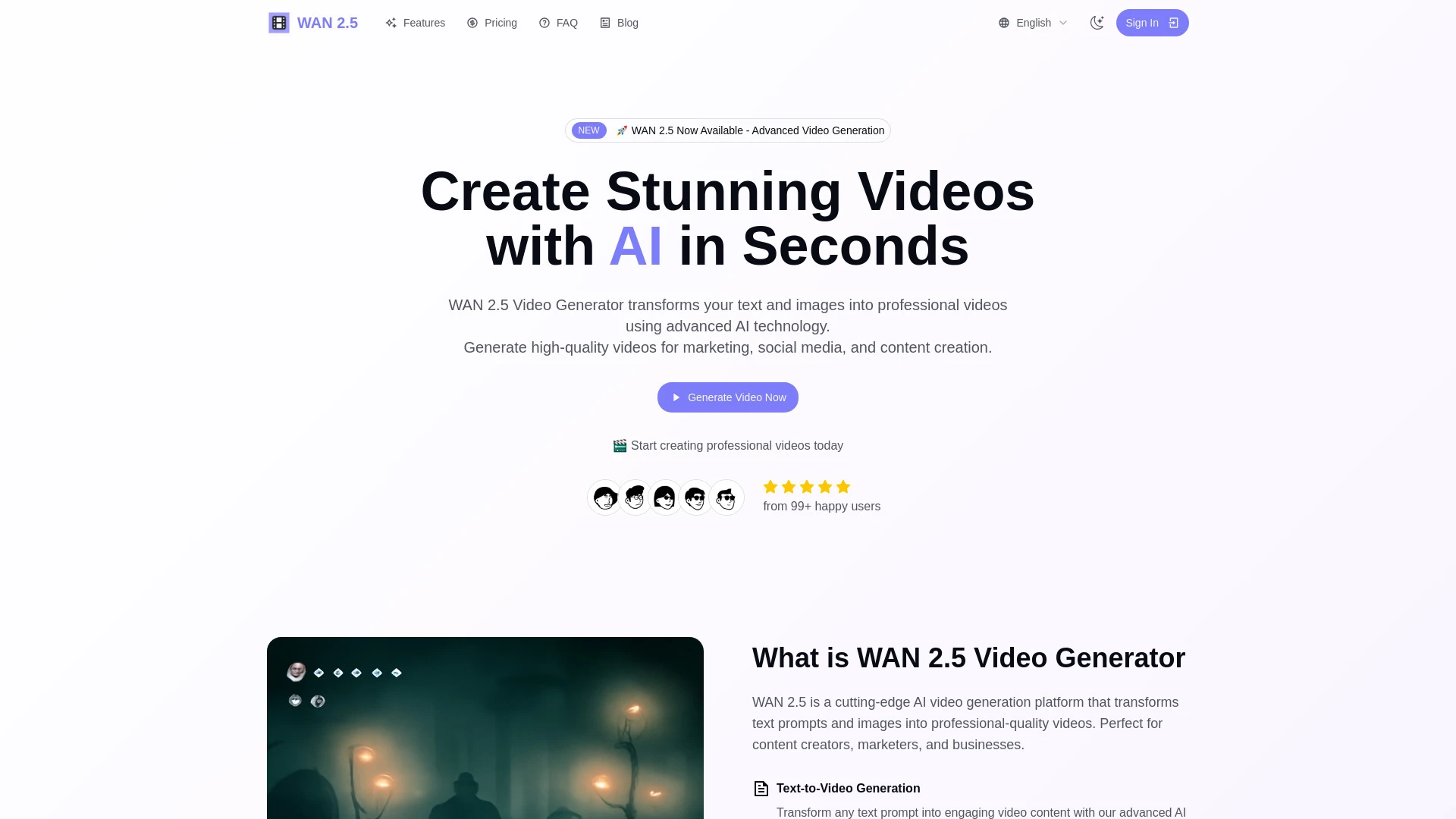 WAN 2.5 AI Video Generator - AI Tool Ocean