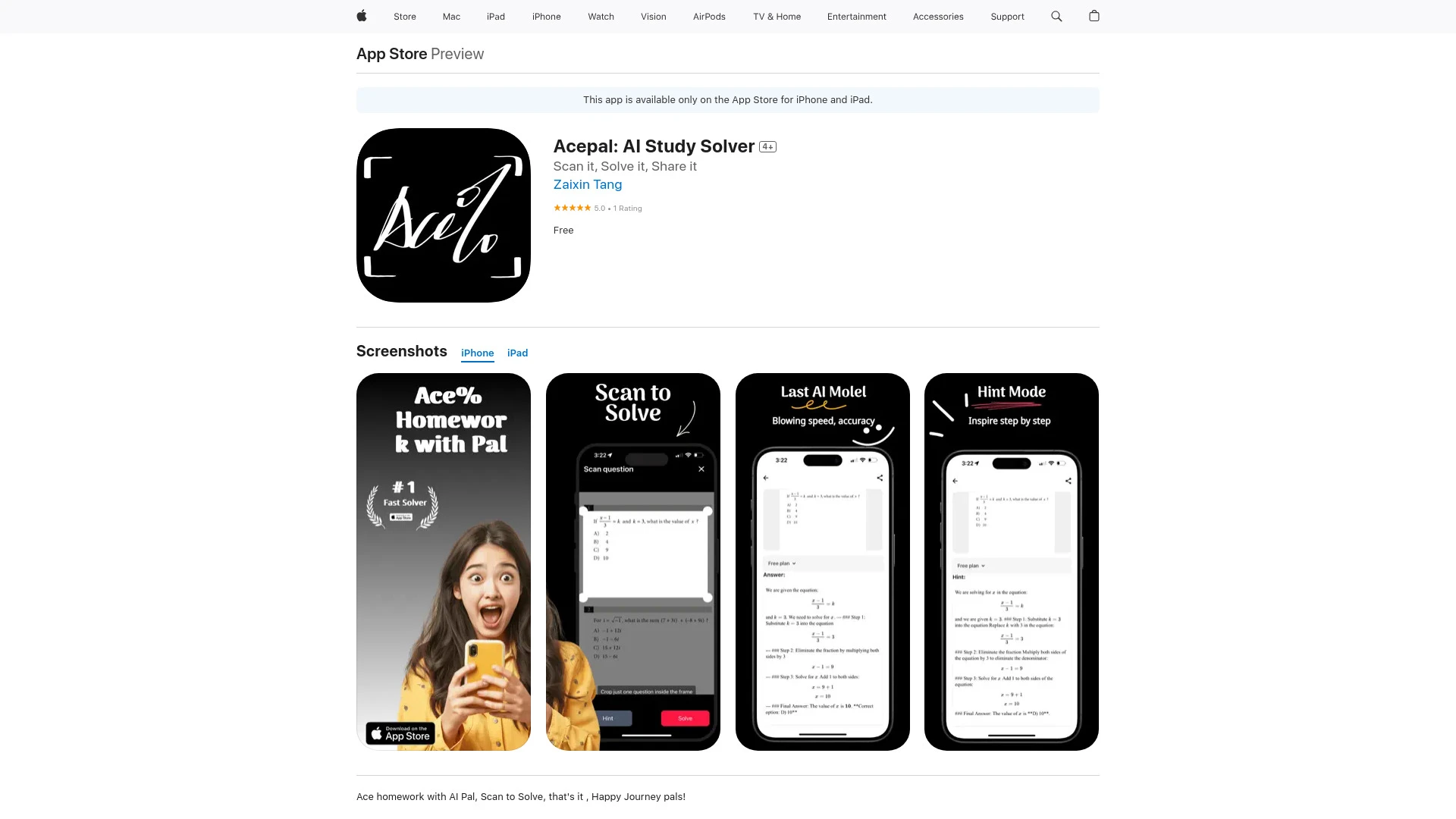 Acepal: AI Study Solver - AI Tool Ocean