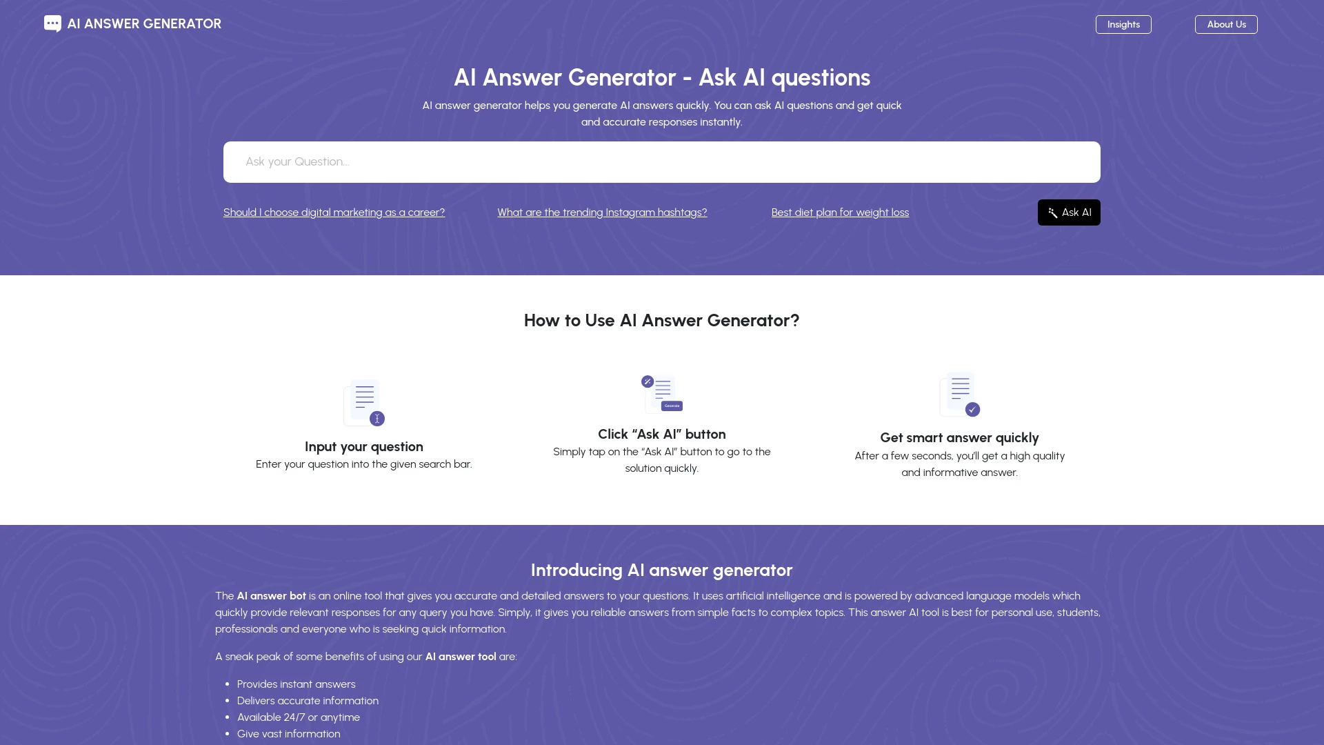 AI Answer Generator - AI Tool Ocean