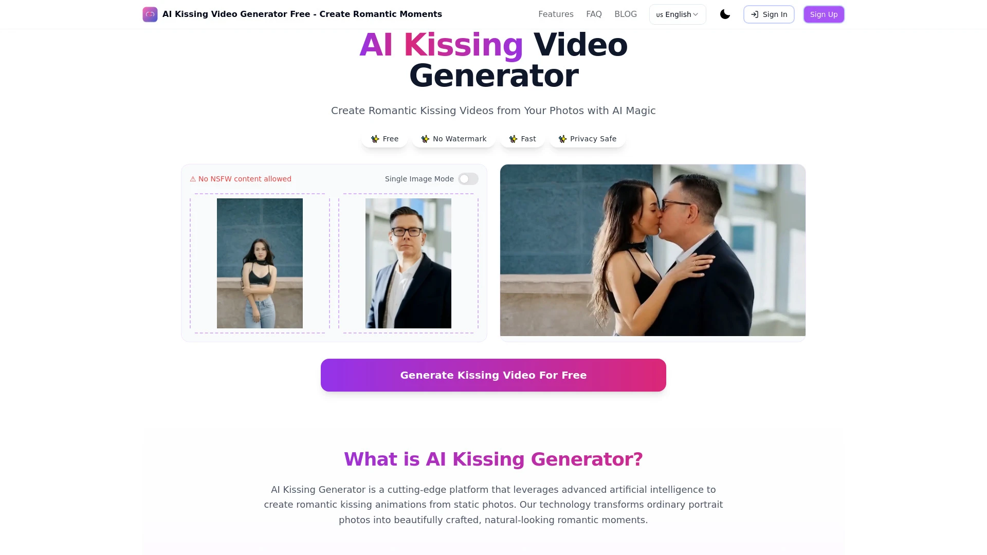 AI Kissing Video Generator - AI Tool Ocean