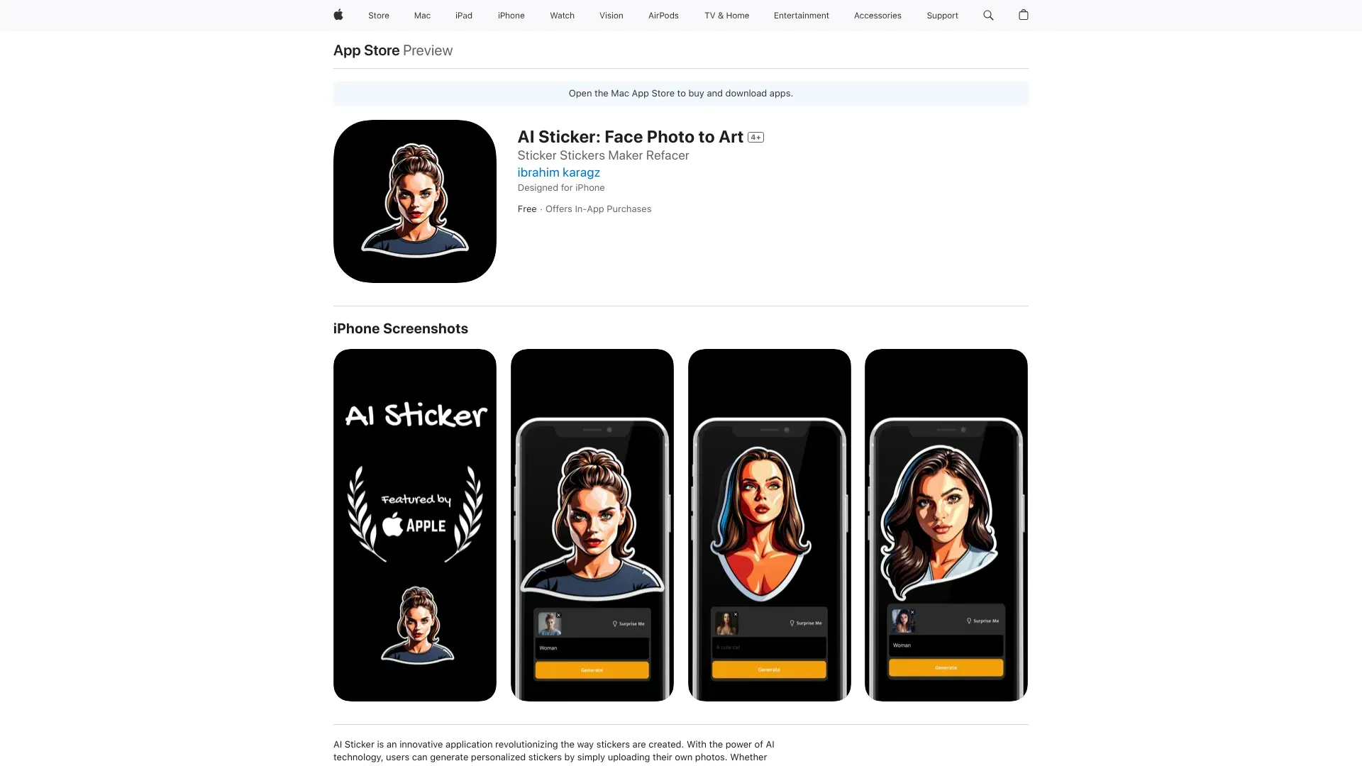 AI Sticker: Face Photo to Art - AI Tool Ocean