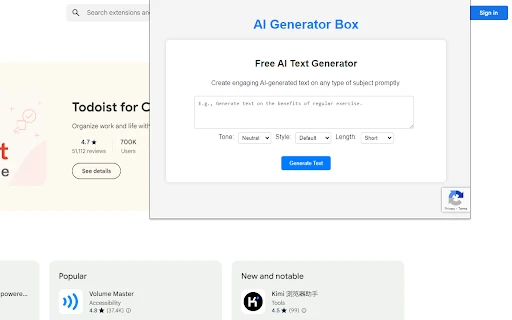 AI Text Generator - Chrome Extension - AI Tool Ocean