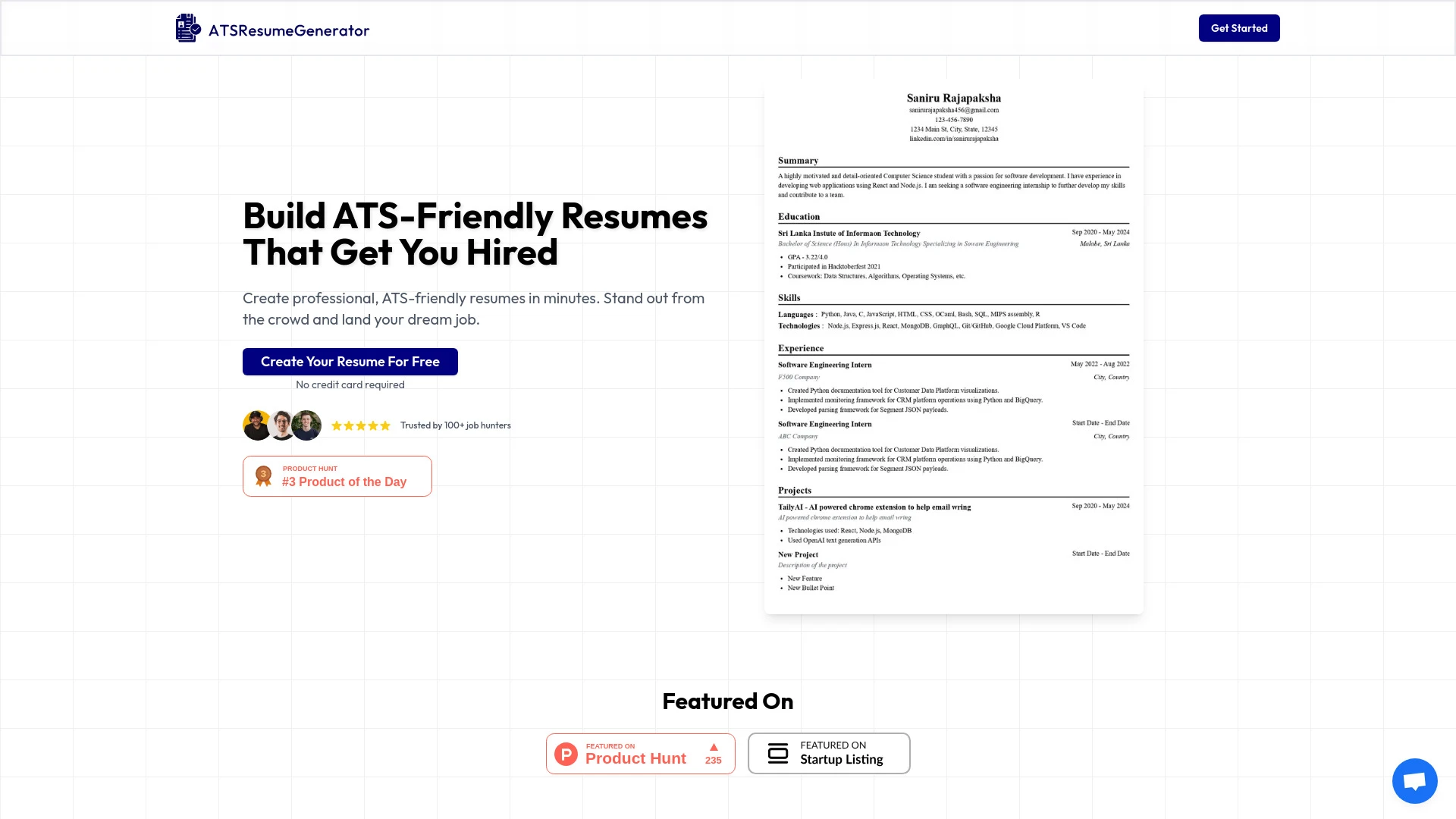 ATSResumeGenerator - AI Tool Ocean