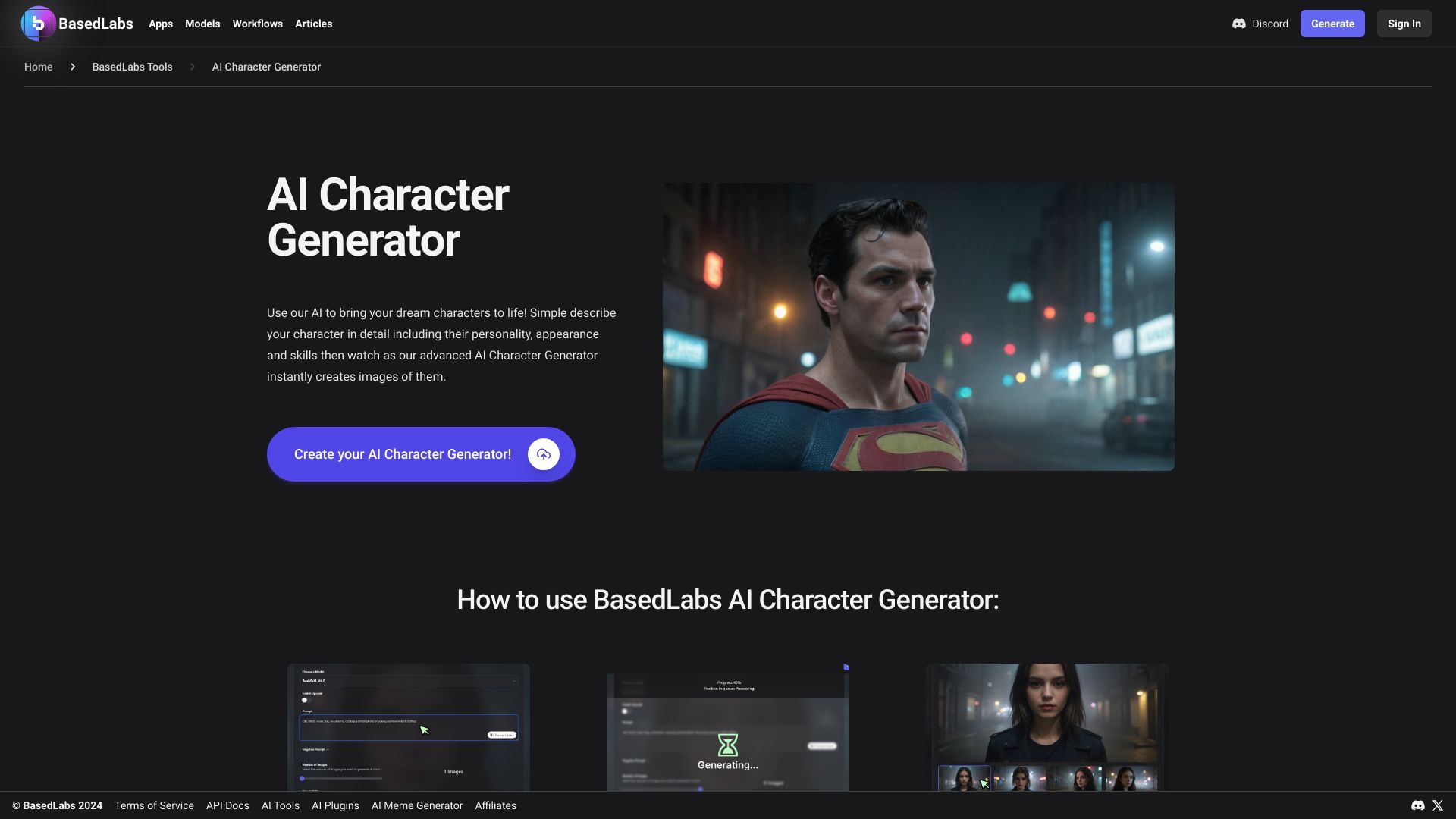 BasedLabs AI Character Generator - AI Tool Ocean