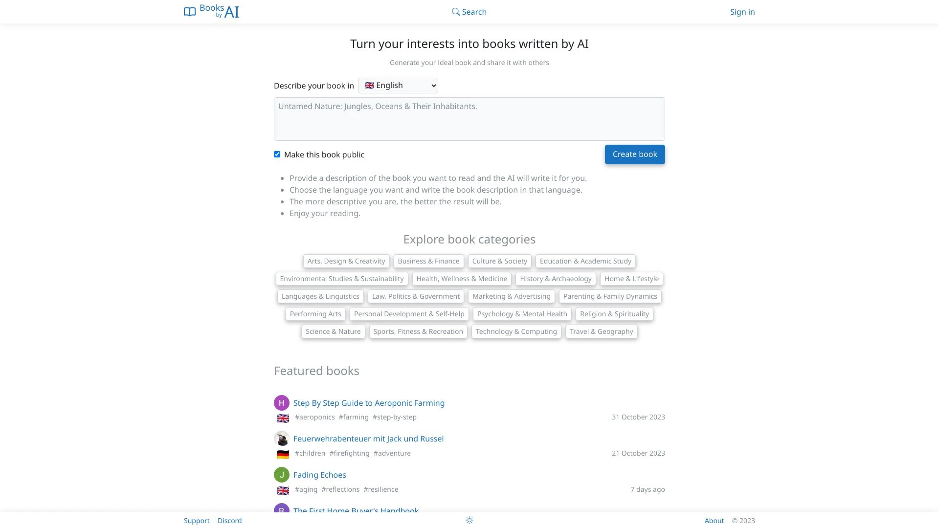 Books by AI - AI Tool Ocean