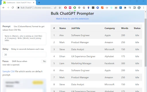 Bulk ChatGPT Prompter - Chrome Extension - AI Tool Ocean