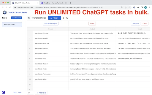 ChatGPT Batch Tasks Excel - Chrome Extension - AI Tool Ocean