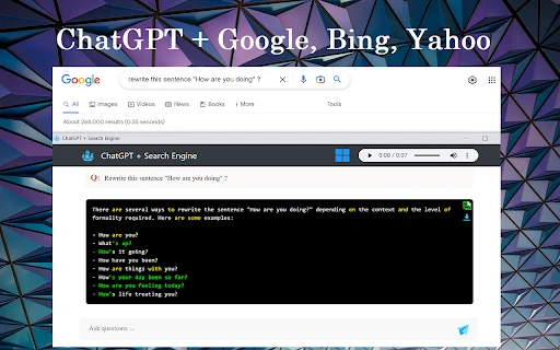 ChatGPT + Google, Bing, Yahoo Extension - Chrome Extension - AI Tool Ocean