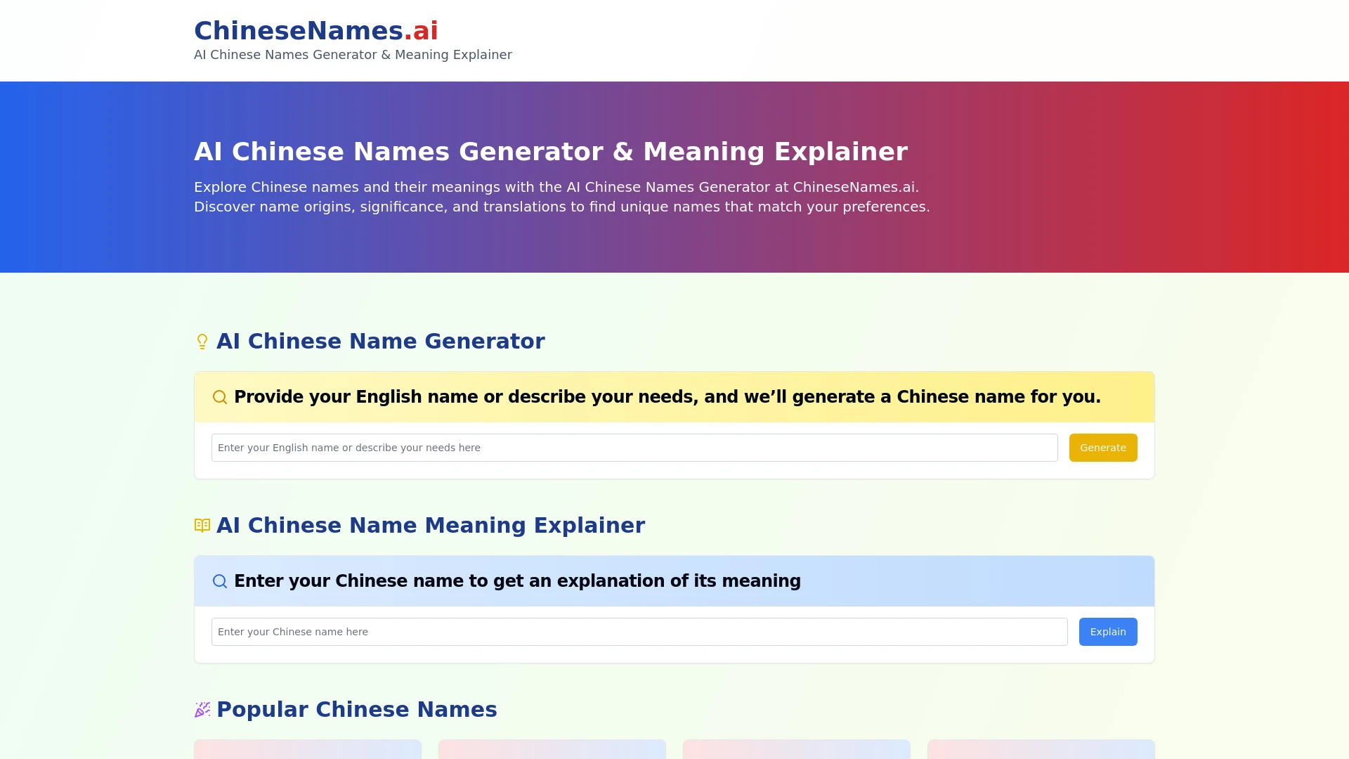 ChineseNames.ai - AI Tool Ocean