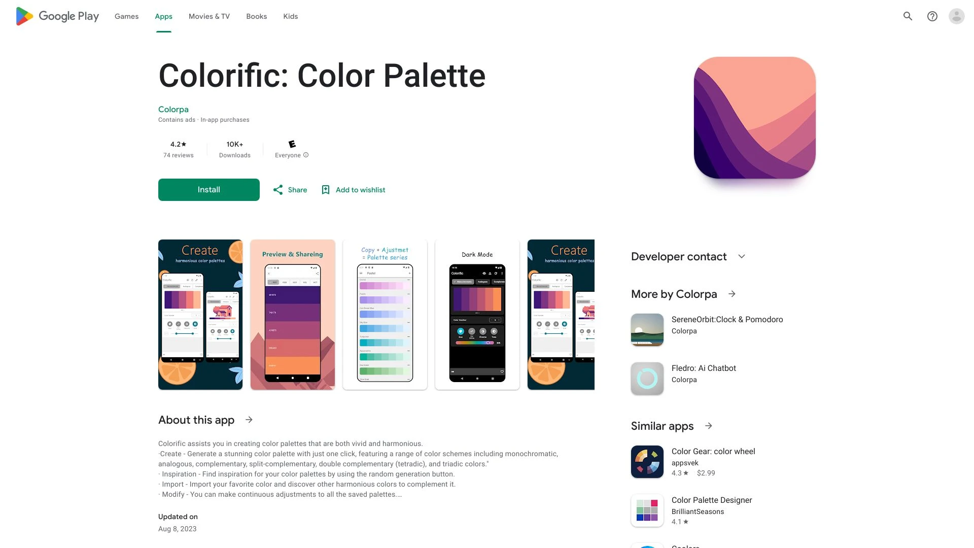 Colorific: Color Palette - AI Tool Ocean