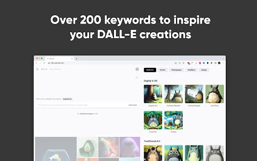 Dall-E 2 Keywords Drawer - Chrome Extension - AI Tool Ocean
