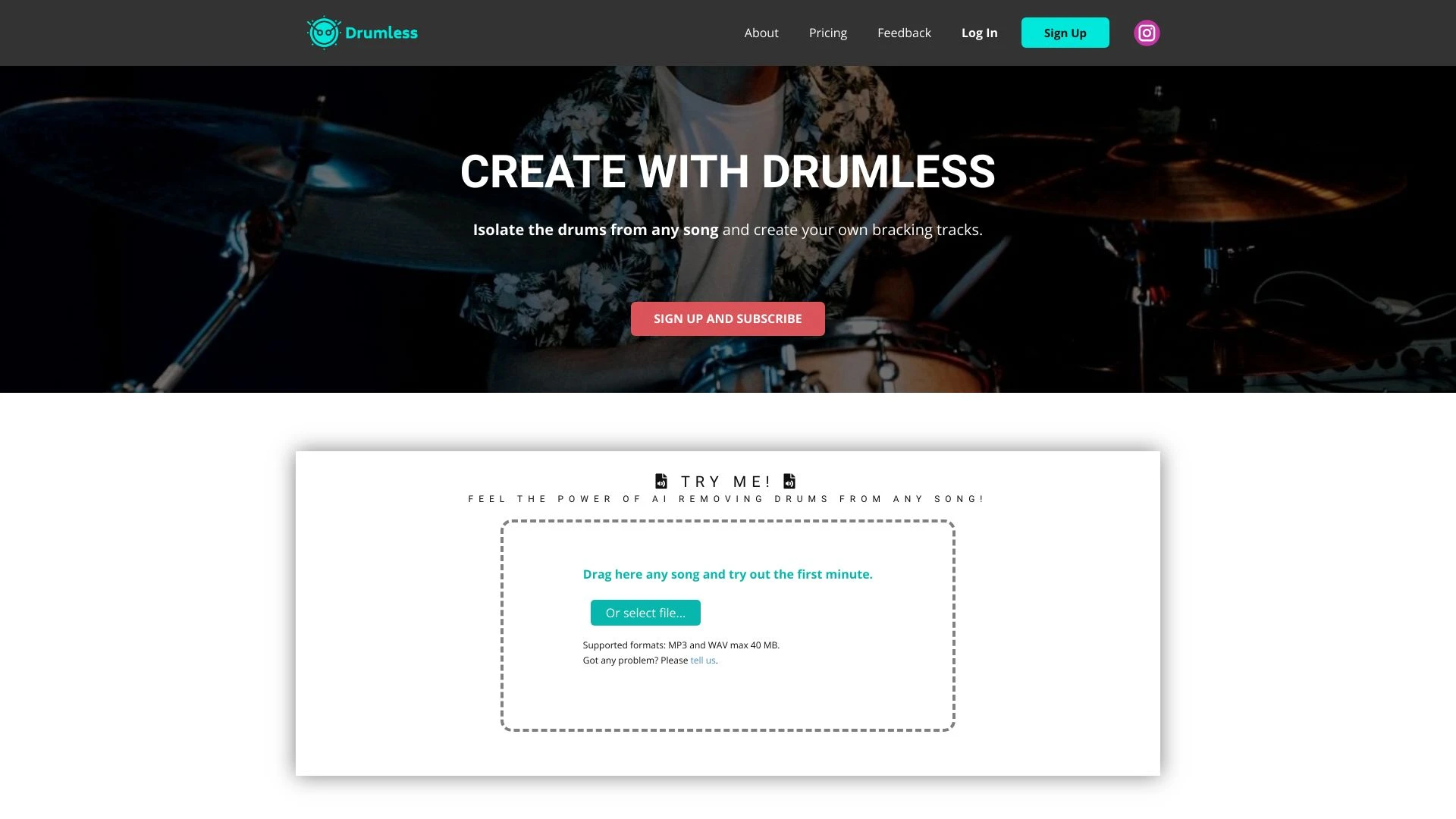 Drumless - AI Tool Ocean
