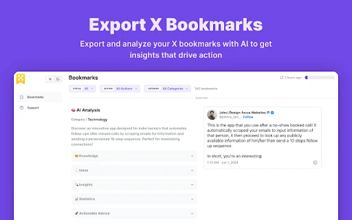 Export X Bookmarks - Chrome Extension - AI Tool Ocean