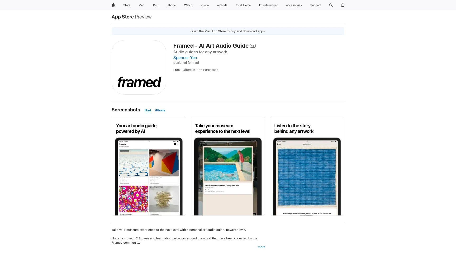 Framed - AI Art Audio Guide - AI Tool Ocean