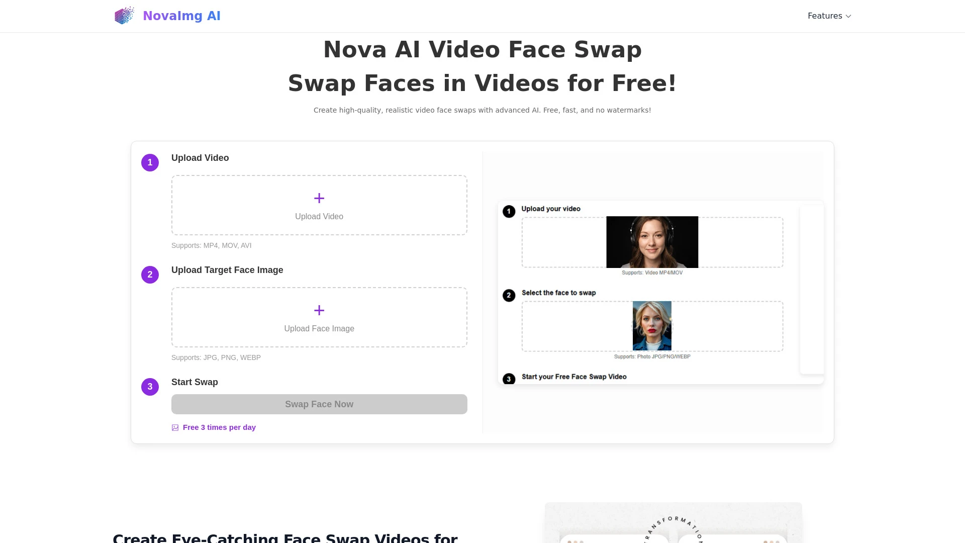 Free video face swap - NovaImg AI - AI Tool Ocean