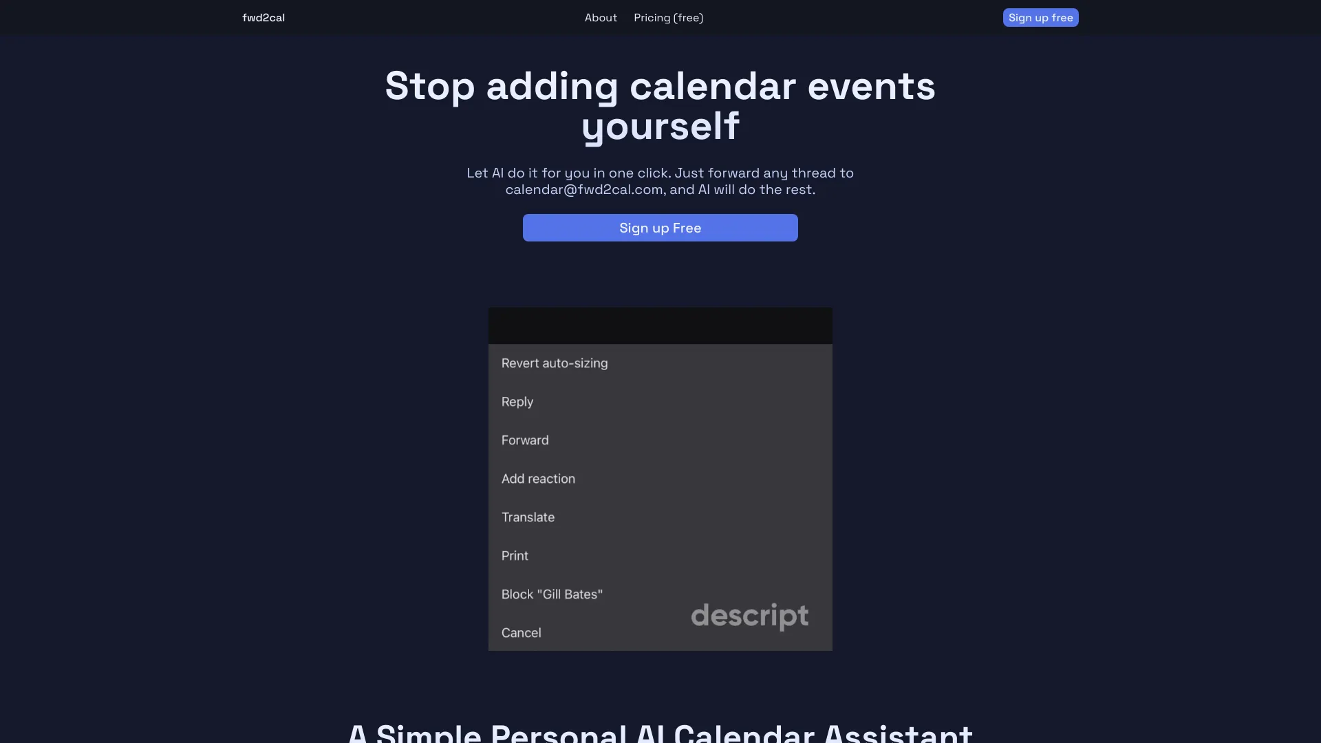fwd2cal - AI Tool Ocean