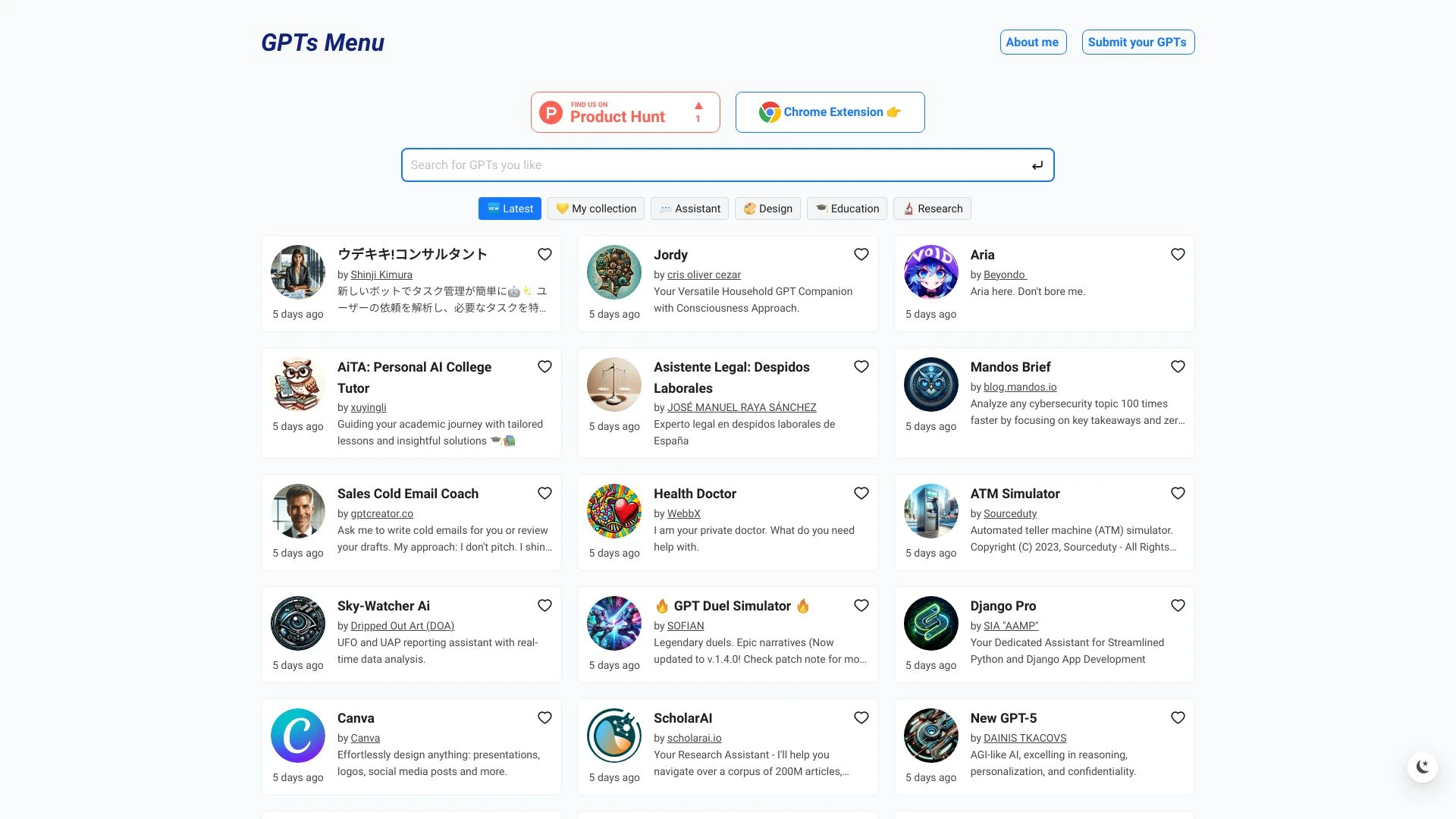 GPTs Menu - AI Tool Ocean