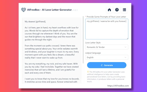 Harness Our AI Love Letter Generator - Chrome Extension - AI Tool Ocean