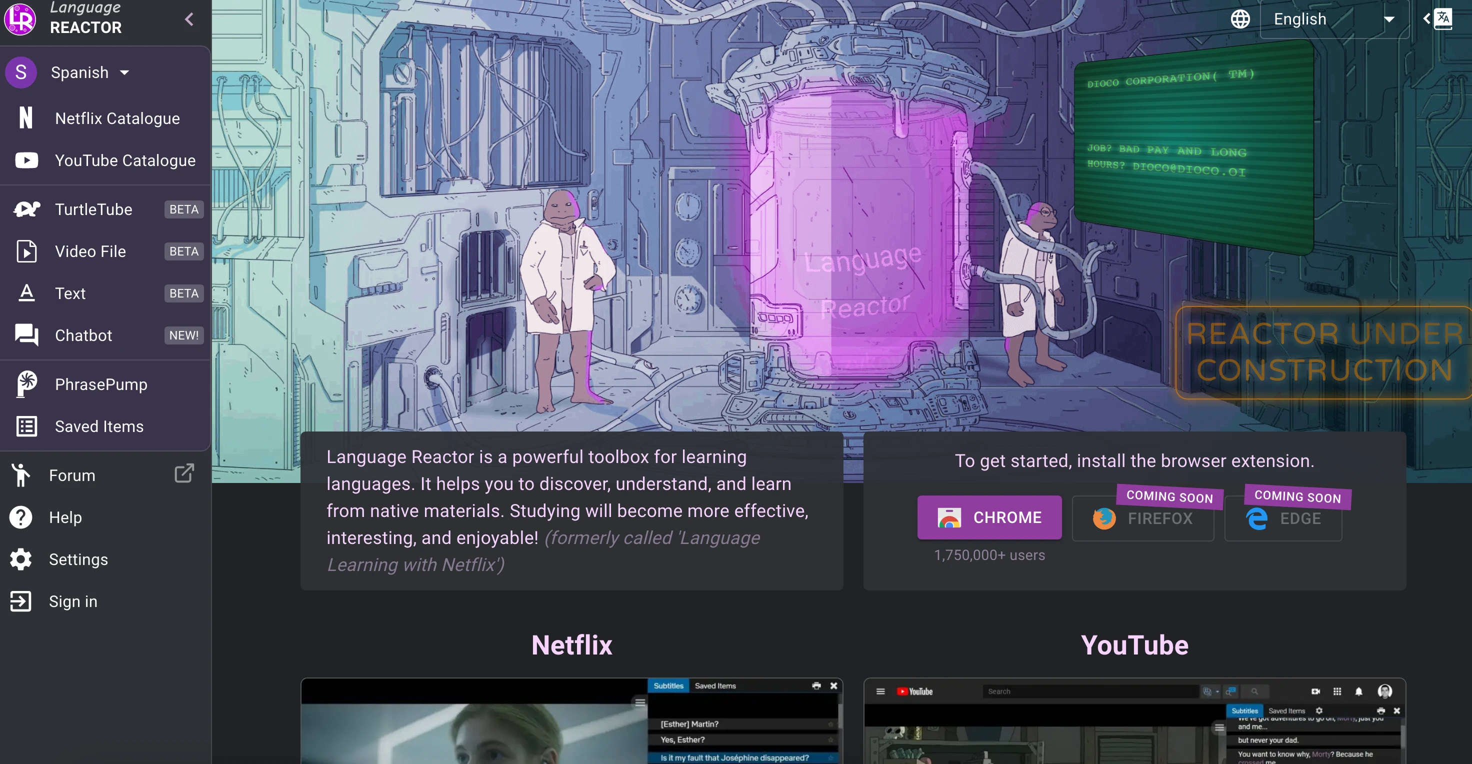 Language Reactor - AI Tool Ocean