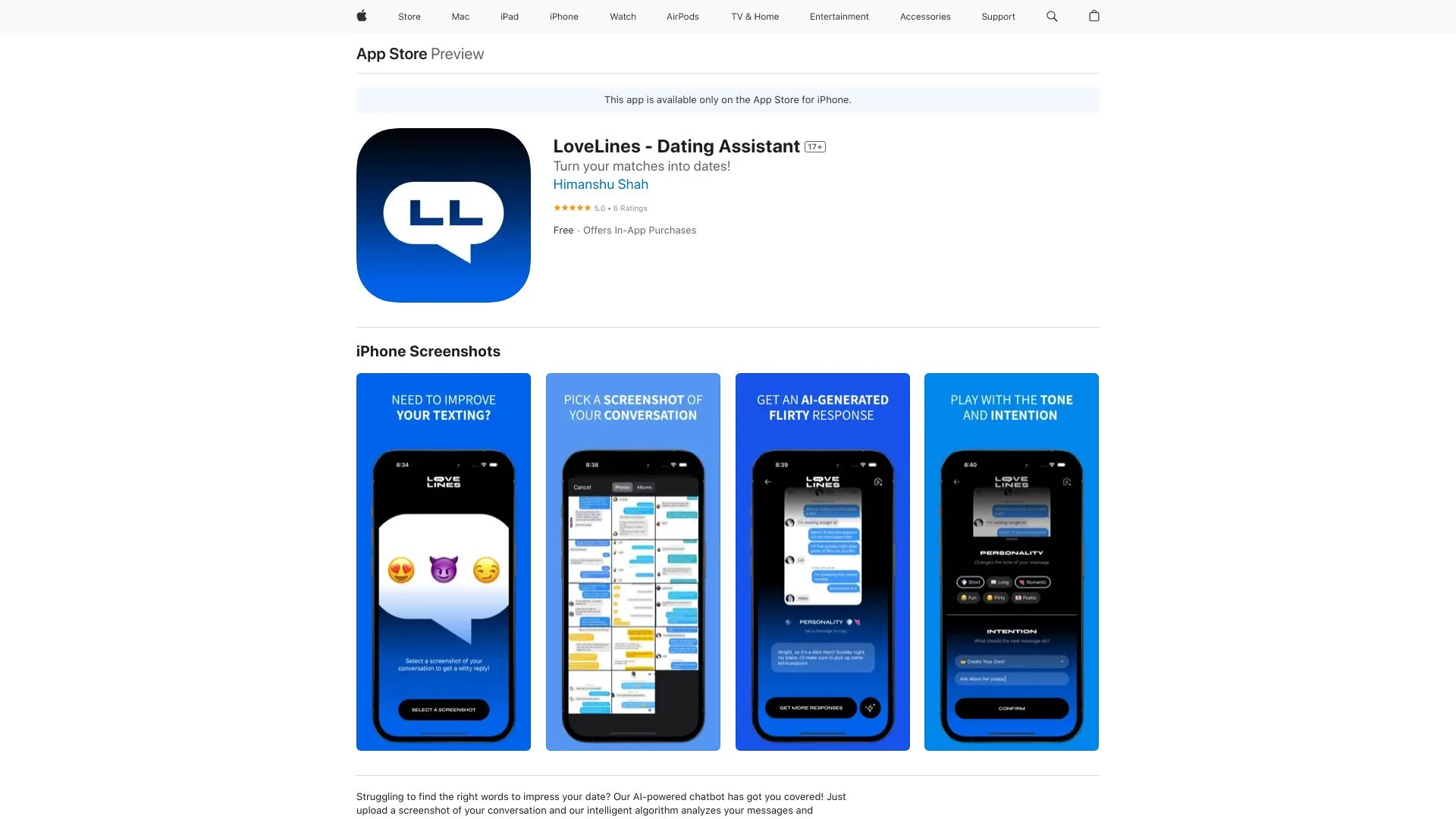 LoveLines - Dating Assistant - AI Tool Ocean