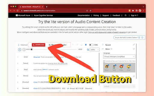 Microsoft Azure Audio Content Creation - Chrome Extension - AI Tool Ocean