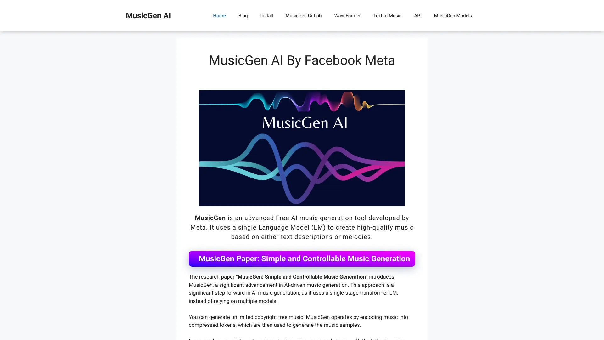 MusicGen AI - AI Tool Ocean