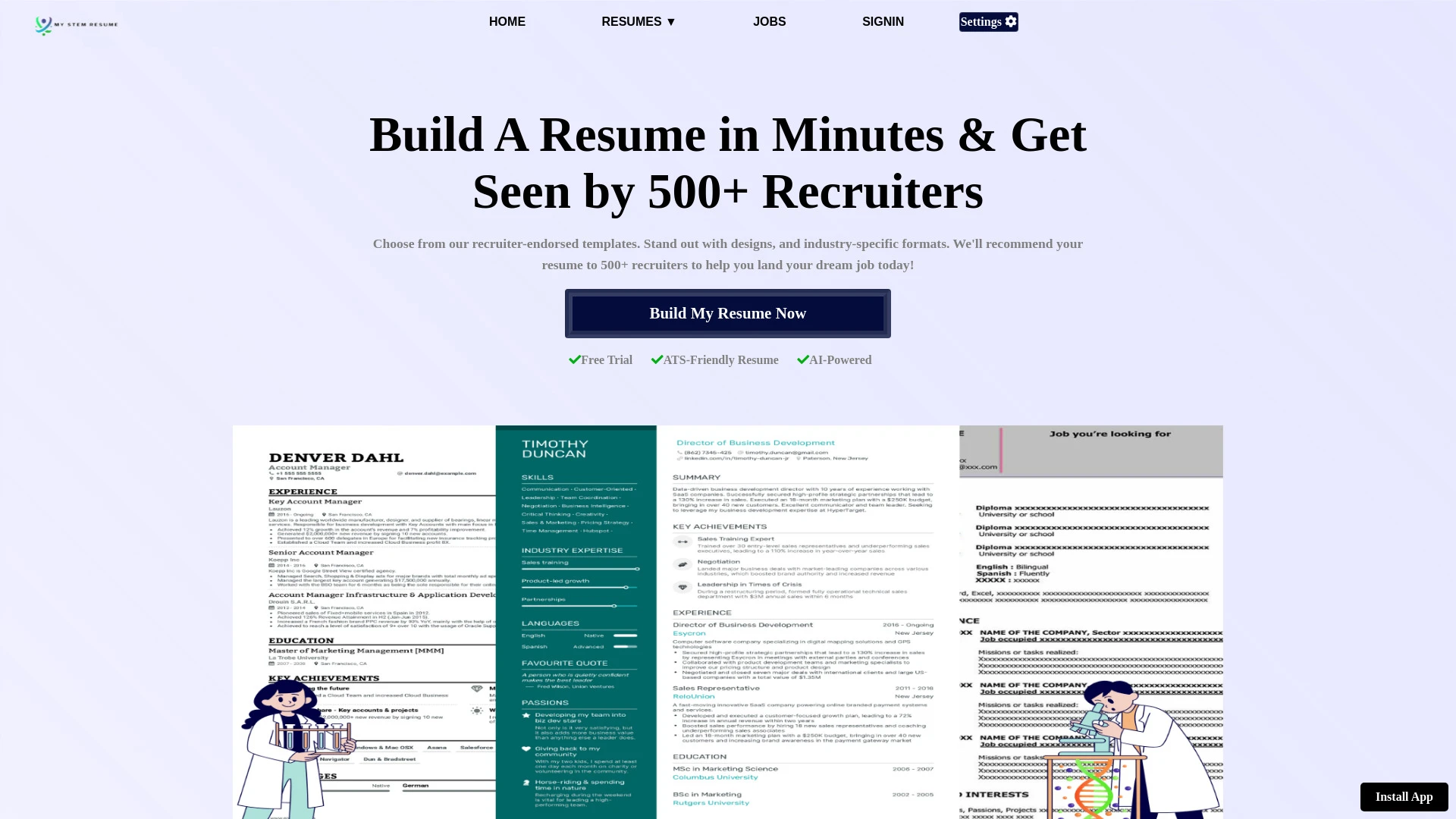 My STEM Resume - AI Tool Ocean