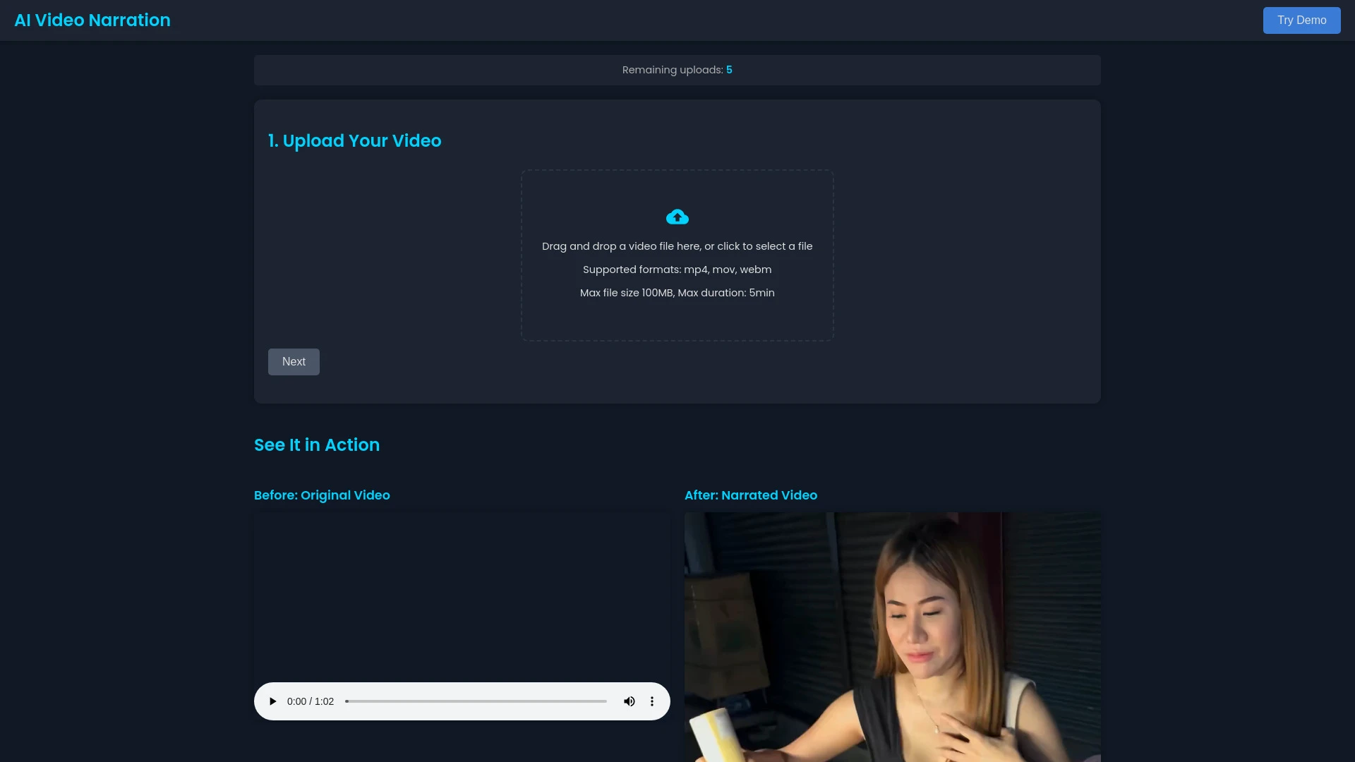 NarrateVideoAI - AI Tool Ocean