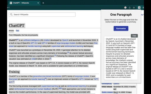 One Paragraph - Chrome Extension - AI Tool Ocean