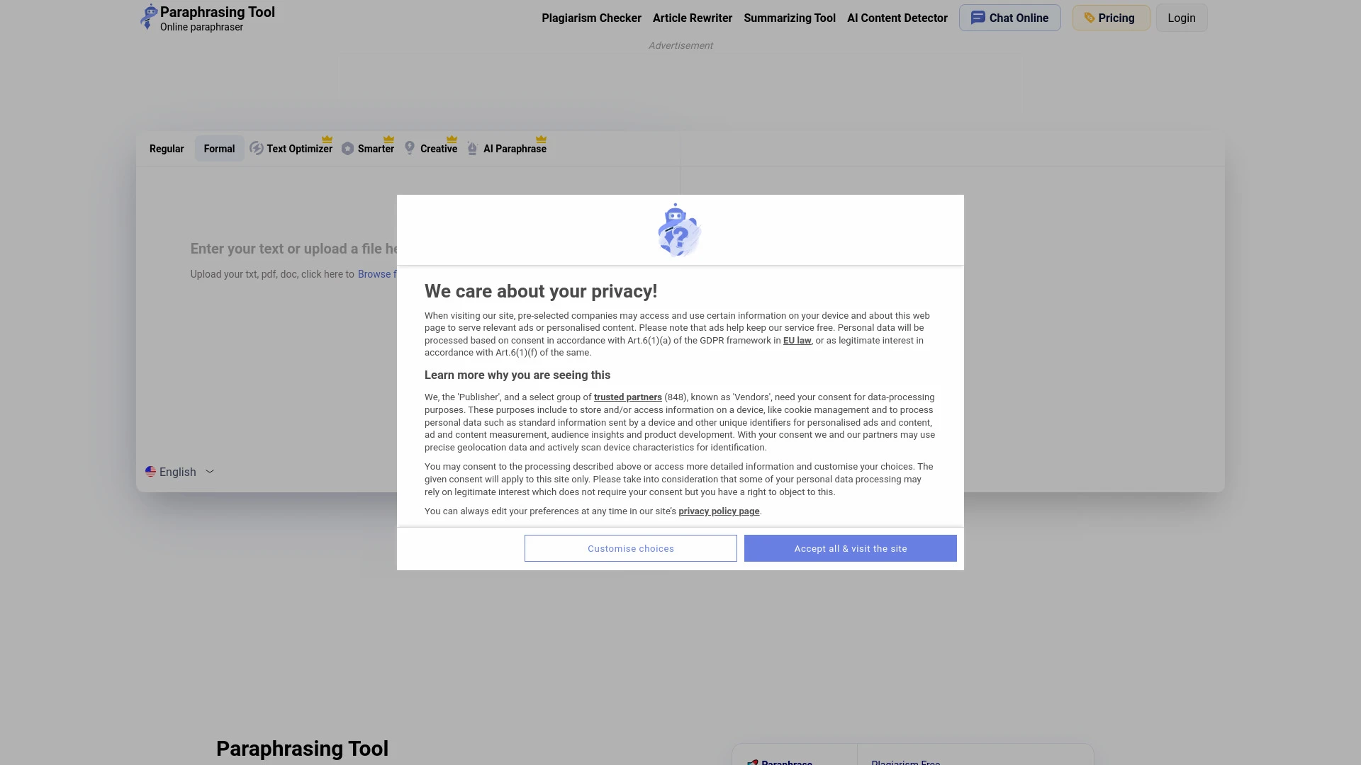 Paraphrasing.io - AI Tool Ocean