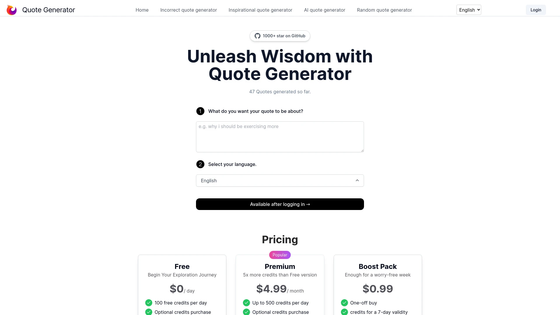 Quote Generator - AI Tool Ocean
