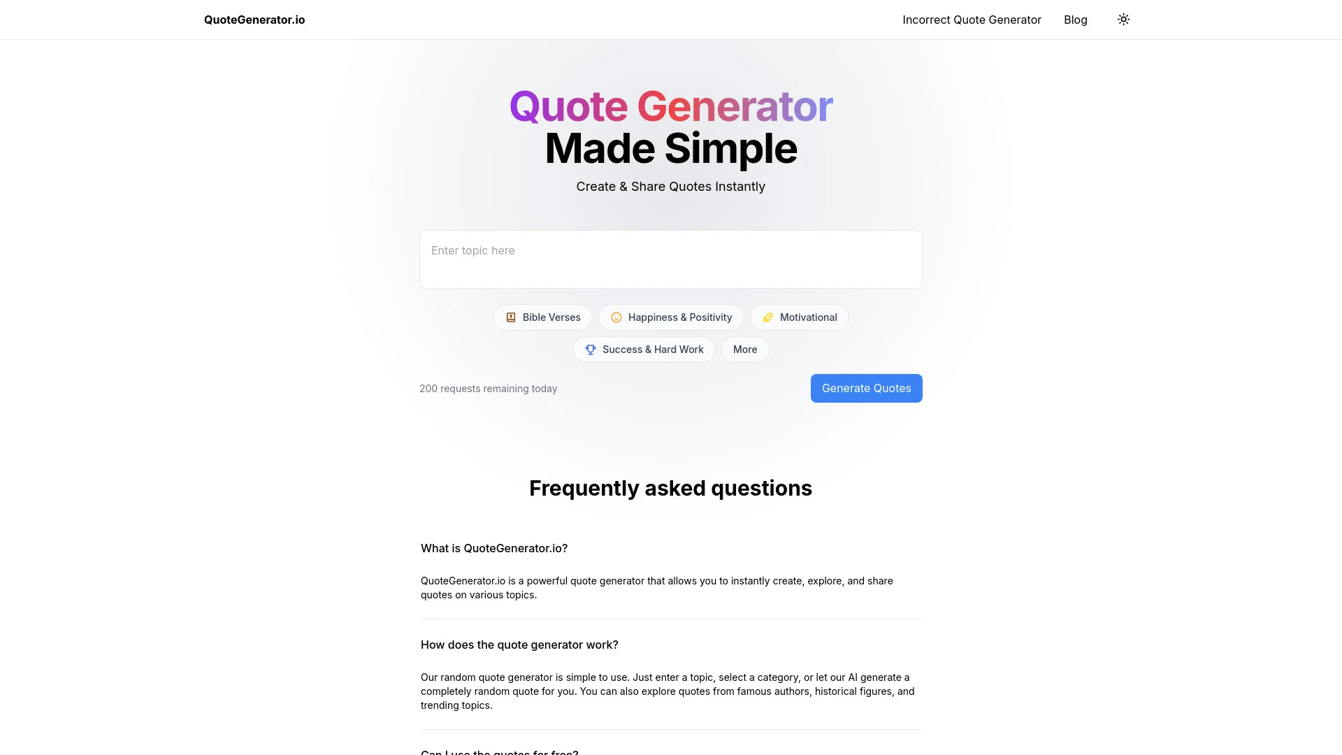 QuoteGenerator.io - AI Tool Ocean