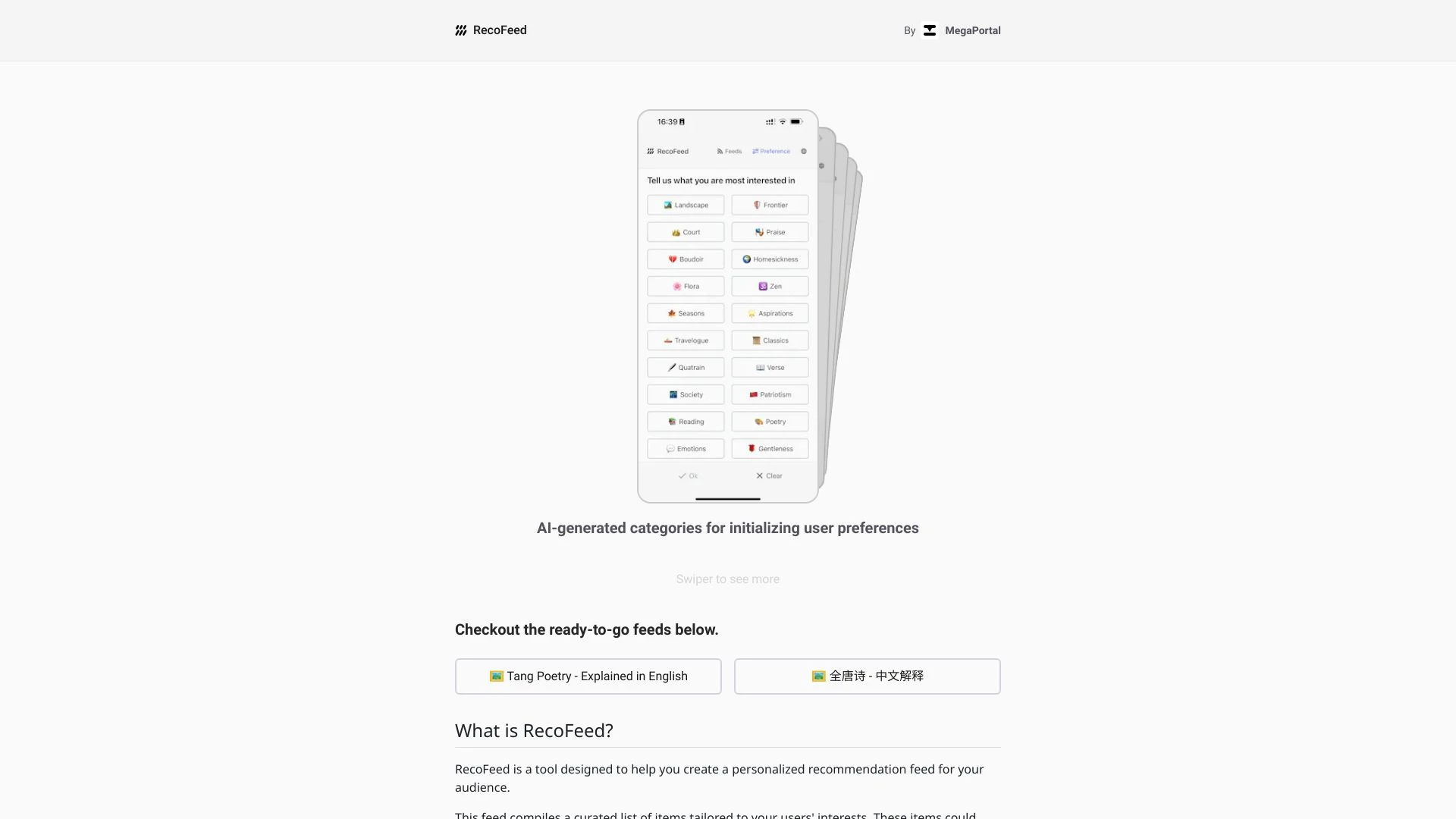 RecoFeed - AI Tool Ocean