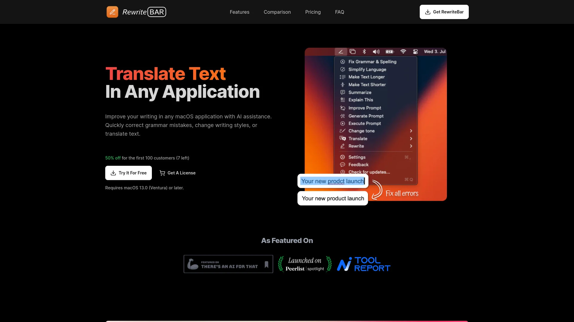 RewriteBar - AI Tool Ocean