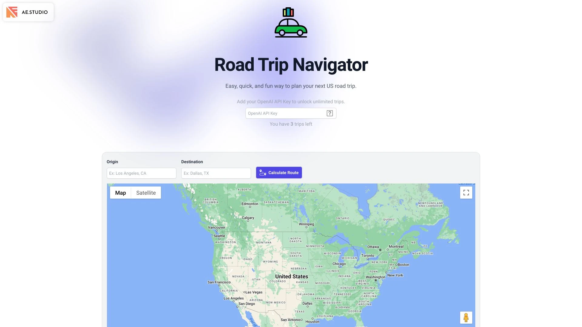 Road Trip Navigator - AI Tool Ocean