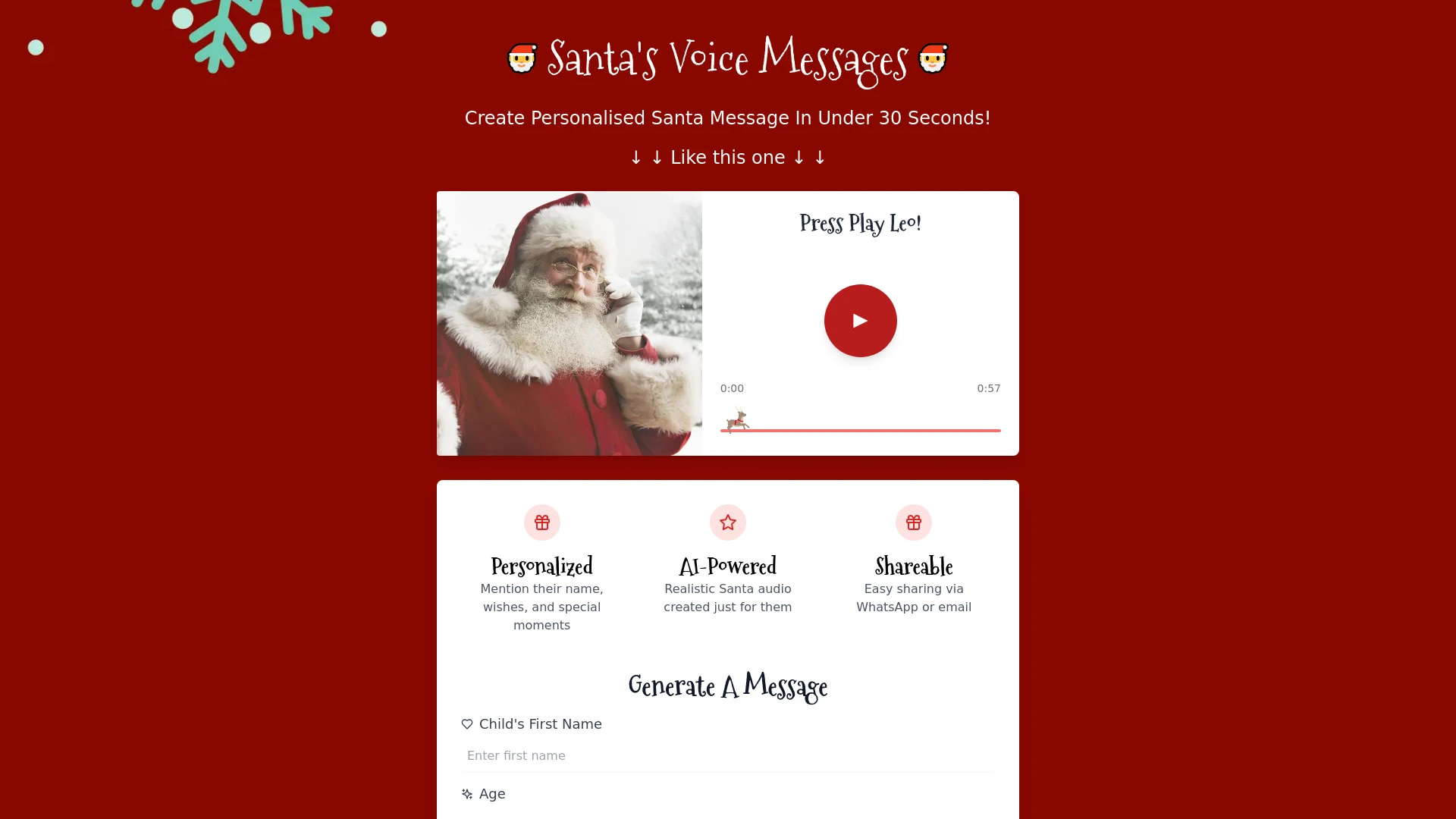 Santa's Voice Message - AI Tool Ocean